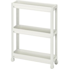 Empressco Ikea Servis Sehpası Beyaz 54X18X71 cm Mutfak-Banyo Düzenleyicisi 3 Katlı Tekerlekli - Fiyatı, Yorumları