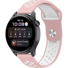 Ototechparca   Watch 22MM Spor Delikli Kordon - Pembe-Beyaz