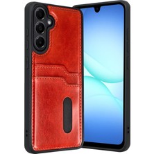 Ototechparca   Samsung Galaxy A17 5g Sara Kartvizitli Deri Kılıf - Kırmızı