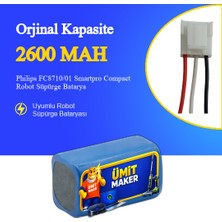 Ümit Maker Philips FC8710/01 Smartpro Compact Robot Süpürge 2600 Mah 14.4V Batarya – Orjinal Uyumlu Uzun Ömürlü, Yüksek Performans Pil