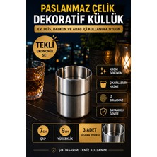 Open City Paslanmaz Çelik Masa Tipi Küllük Dekoratif Krom Küllük Ev Ofis Araç Içi Kullanım 9 cm