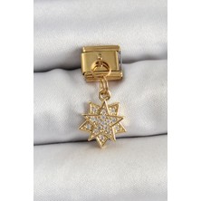 Avensyy 316L Çelik Sallantılı Zirkon Taşlı Yıldız Model Gold Renk Nomination Charm