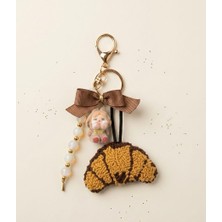 My Balli Store Kruvasan Detaylı Figürlü ve Boncuklu Çanta Süsü Anahtarlık