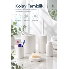 Sb Shopping Tasarımlı 5 Parça Banyo Aksesuar Seti Beyaz Renk Sabunluk Fırçalık Dahil