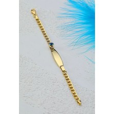 Moom Mücevherat 14 Ayar Altın Nazar Gözlü Künye Bileklik
