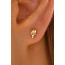 Moom Mücevherat 14 Ayar Altın Vidalı Kuru Kafa Tragus Küpe