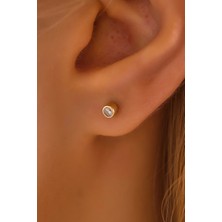 Moom Mücevherat 14 Ayar Altın Vidalı Sıvama Tektaş Tragus Küpe