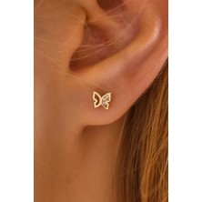 Moom Mücevherat 14 Ayar Altın Vidalı Kelebek Tragus Küpe