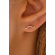 Moom Mücevherat 14 Ayar Altın Vidalı Esli Suyolu Tragus Küpe