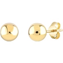 Moom Mücevherat 14 Ayar Altın Minimalist Vidalı Top Küpe 1.8 Cm