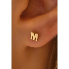 Moom Mücevherat 14 Ayar Altın Vidalı Harf Tragus Küpe - Tüm Harfler Mevcuttur