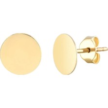 Moom Mücevherat 14 Ayar Altın Minimalist Vidalı Plaka Küpe 1.3 Cm