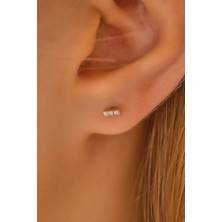 Moom Mücevherat 14 Ayar Altın Vidalı Suyolu Tragus Küpe