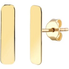 Moom Mücevherat 14 Ayar Altın Minimalist Plaka Vidalı Küpe 1.3 Cm