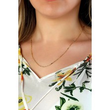 Moom Mücevherat 14 Ayar Altın Barlı Zincir Kolye 45 Cm