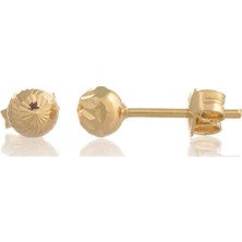 Moom Mücevherat 14 Ayar Altın Desenli Top Küpe 6 mm
