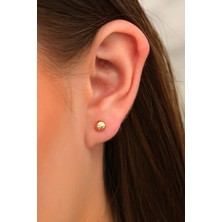 Moom Mücevherat 14 Ayar Altın Vidalı Top Küpe Kalemli 5 mm