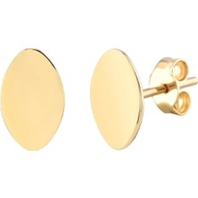 Moom Mücevherat 14 Ayar Altın Minimalist Halka Plaka Küpe 1.3 Cm