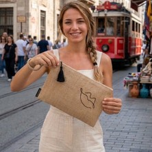 Ju Yaratıcı Tasarım Hasır Kadın Portföy Clutch Çanta Dudak