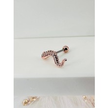 Freedom Storee Rose Zirkon Taşlı Uç Kısmı : Pirinç Kıkırdak Bar Uzunluğu : 6 mm / Bar Kalınlığı 0.8 mm / Top Boyu 3 Mm  - PT0006-2