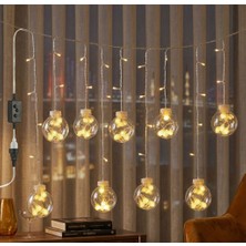 Marsilyan 3 Metre 10 Toplu Perde LED Işık - Gün Işığı Şeffaf Dekoratif Aydınlatma - 8 Fonksiyonlu LED
