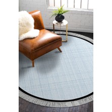 Alanur Home Kaymaz Taban Djt Banyo Mutfak Salon Halı Star Pamuk Saçaklı Yuvarlak Dokuma Desen E5007