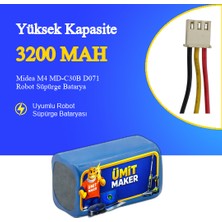 Ümit Maker Midea M4 MD-C30B D071 Robot Süpürge 3200 Mah 14.4 V Batarya – Orjinal Uyumlu Uzun Ömürlü, Yüksek Performans Pil