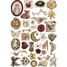 Ororabutik Vintage Light Akademi Sticker Seti - Etiket Seti Scrapbook Bullet Journal