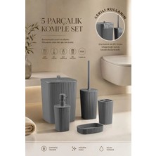 Okyanus Home Yapışkanlı  Safir Antrasit  5'li Banyo Seti