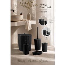 Okyanus Home Yapışkanlı Safir Siyah 5'li Banyo Seti