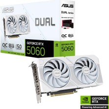 Asus 8 GB Asus DUAL-RTX5060-O8G-WHITE Rtx 5060 Gddr7 128BIT Oc HDMI 3xdp Dlss3 Ekran