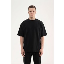 Machinist Erkek Basic Double Face Oversize Tişört Siyah