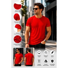 Luxic Core Kırmızı Slim Fit Bisiklet Yaka Erkek Basic Tişört – Günlük Şık ve Rahat Kombin