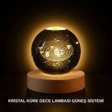 Marsilyan Ahşap Standlı LED Kristal Küre Lazer Işlemeli Dekoratif Obje