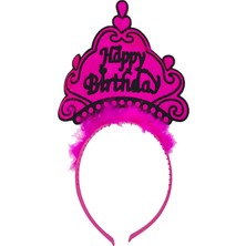Avensyy Parti Happy Birthday Yazılı Neon Fuşya Renk Doğum Günü Tacı