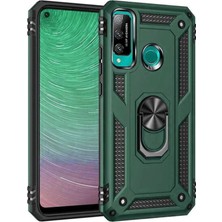 Yazline Global Mey Ithalat®  Huawei P40 Lite E Kılıf Sofya Yüzüklü Silikon Kapak - Yeşil