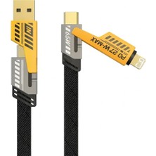 Yazline Global® 4in1 65W Hızlı Şarj Kablosu – Type-C To Usb-A + Type-C To Lightning, 27W Pd D