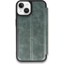 Yazline Global Mey Ithalat®   iPhone 15 Kılıf Flip Cover - Koyu Yeşil