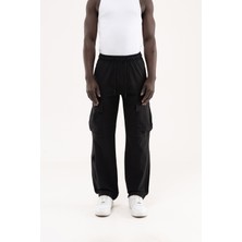 Machinist Erkek Çok Cepli Kargo Baggy Jean Pantolon Siyah
