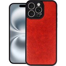 Yazline Global Mey Ithalat®  iPhone 16 Pro Kılıf Aras Deri Kapak - Kırmızı