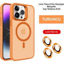 Yazline Global Mey Ithalat®  iPhone 14 Pro Max Kılıf Flet Lens Magsafe Kapak - Turuncu