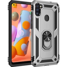 Yazline Global Mey Ithalat®  Samsung Galaxy A11 Kılıf Sofya Yüzüklü Silikon Kapak - Gümüş