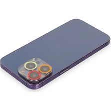 Yazline Global Mey Ithalat®  iPhone 13 Pro Renkli Kamera Lens Koruma Cam - Turuncu-Kırmızı