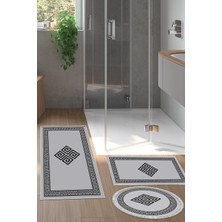 Alanur Home Eko Trend Djt 3 Lü Yıkanabilir Kaymaz Taban Banyo Paspas Seti 656M Modern Gold