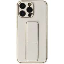 Yazline Global Mey Ithalat®  iPhone 13 Pro Kılıf Coco Deri Standlı Kapak - Beyaz