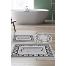 Alanur Home Eko Trend Djt 3 Lü Yıkanabilir Kaymaz Taban Banyo Paspas Seti 651M Modern Gold