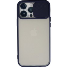 Yazline Global Mey Ithalat®  iPhone 13 Pro Max Kılıf Palm Buzlu Kamera Sürgülü Silikon - Lacivert