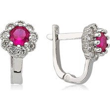 Avensyy 925 Ayar Gümüş Pembe Taşlı Çiçek Küpe