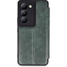 Yazline Global Mey Ithalat®  Vivo V30 Lite 4g Kılıf Flip Cover - Koyu Yeşil
