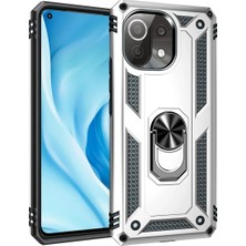 Yazline Global Mey Ithalat®   Mi 11 Lite Kılıf Sofya Yüzüklü Silikon Kapak - Gümüş
